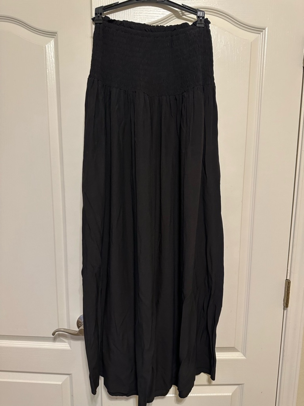 Black Wide-Leg Pants with Smocked Waist